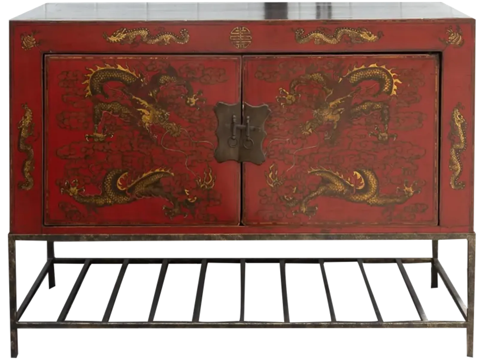 Red & Gilt Chinese Dragon Buffet Cabinet - de-cor