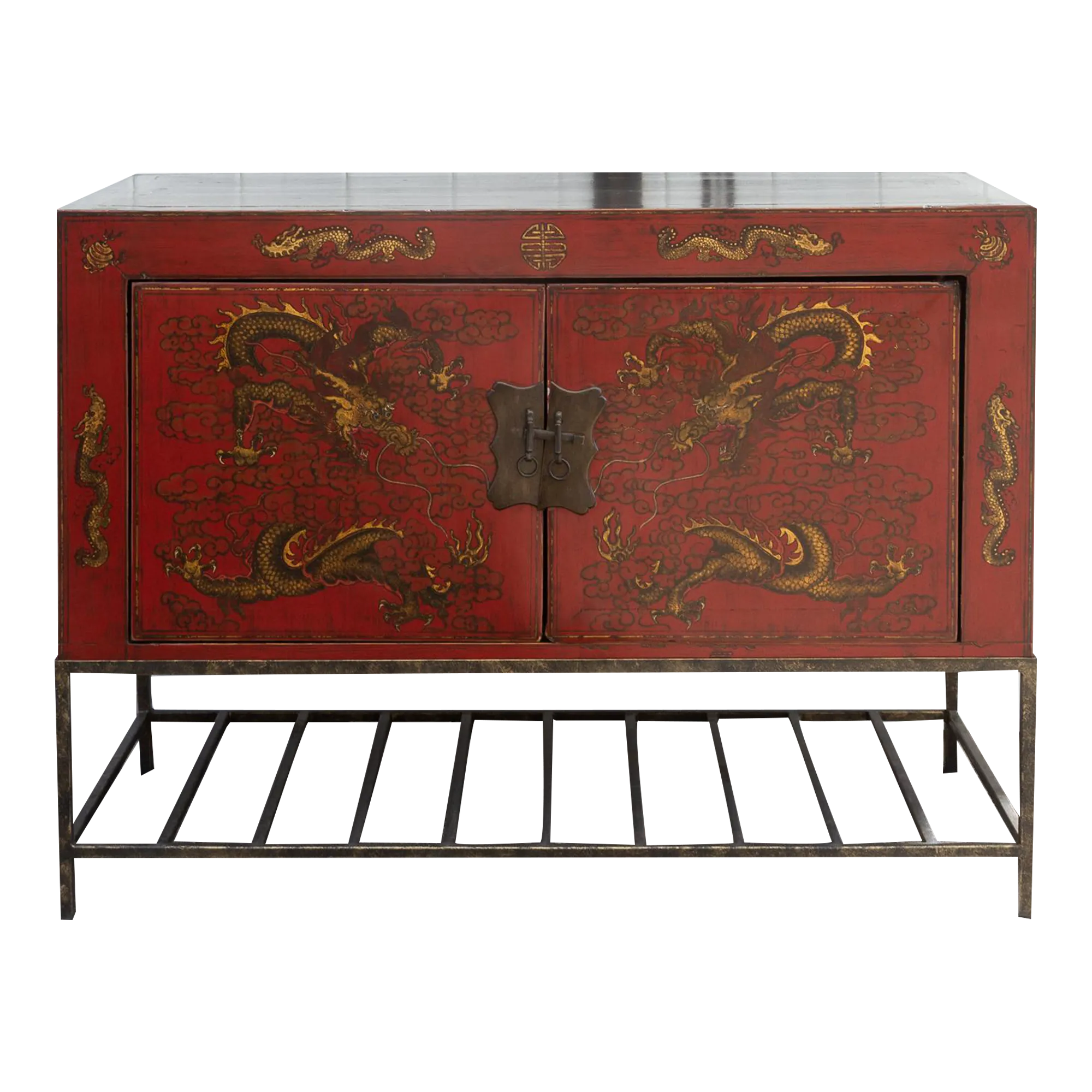 Red & Gilt Chinese Dragon Buffet Cabinet - de-cor