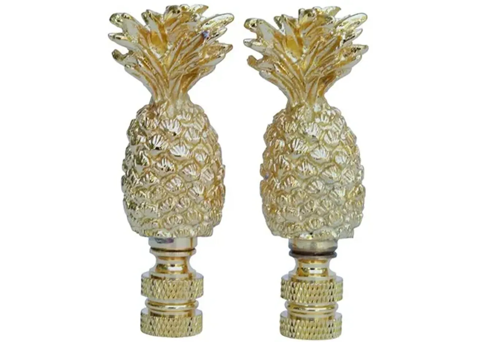 Pineapple Brass Lamp Finials - a Pair By Interesting Things - Gold - Fits a standard size lamp harp