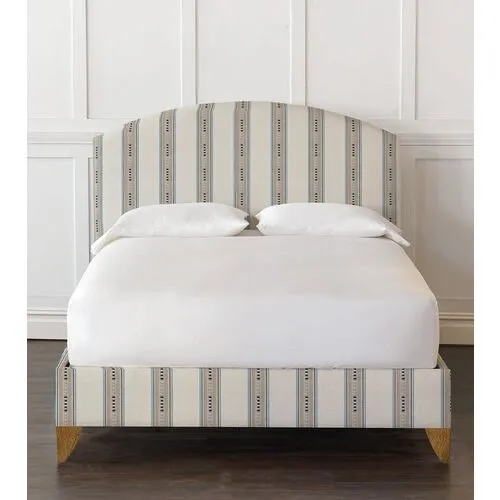 Kinsley Upholstered Bed - Natural Stripe - Beige