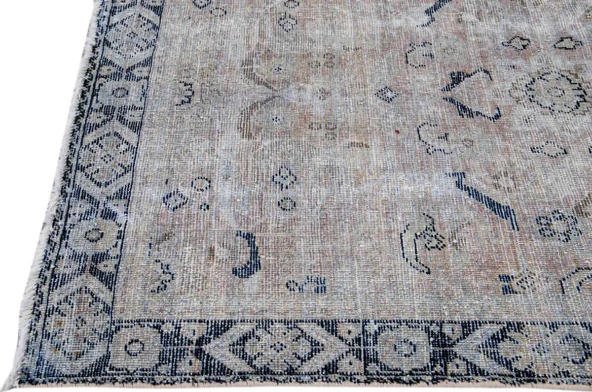 Vintage Gray Floral Rug - 4'5" x 6'5" - Apadana - Gray