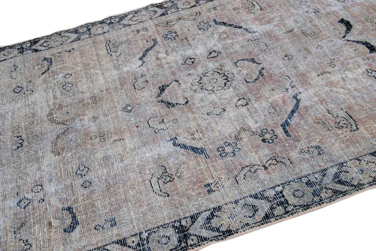 Vintage Gray Floral Rug - 4'5" x 6'5" - Apadana - Gray