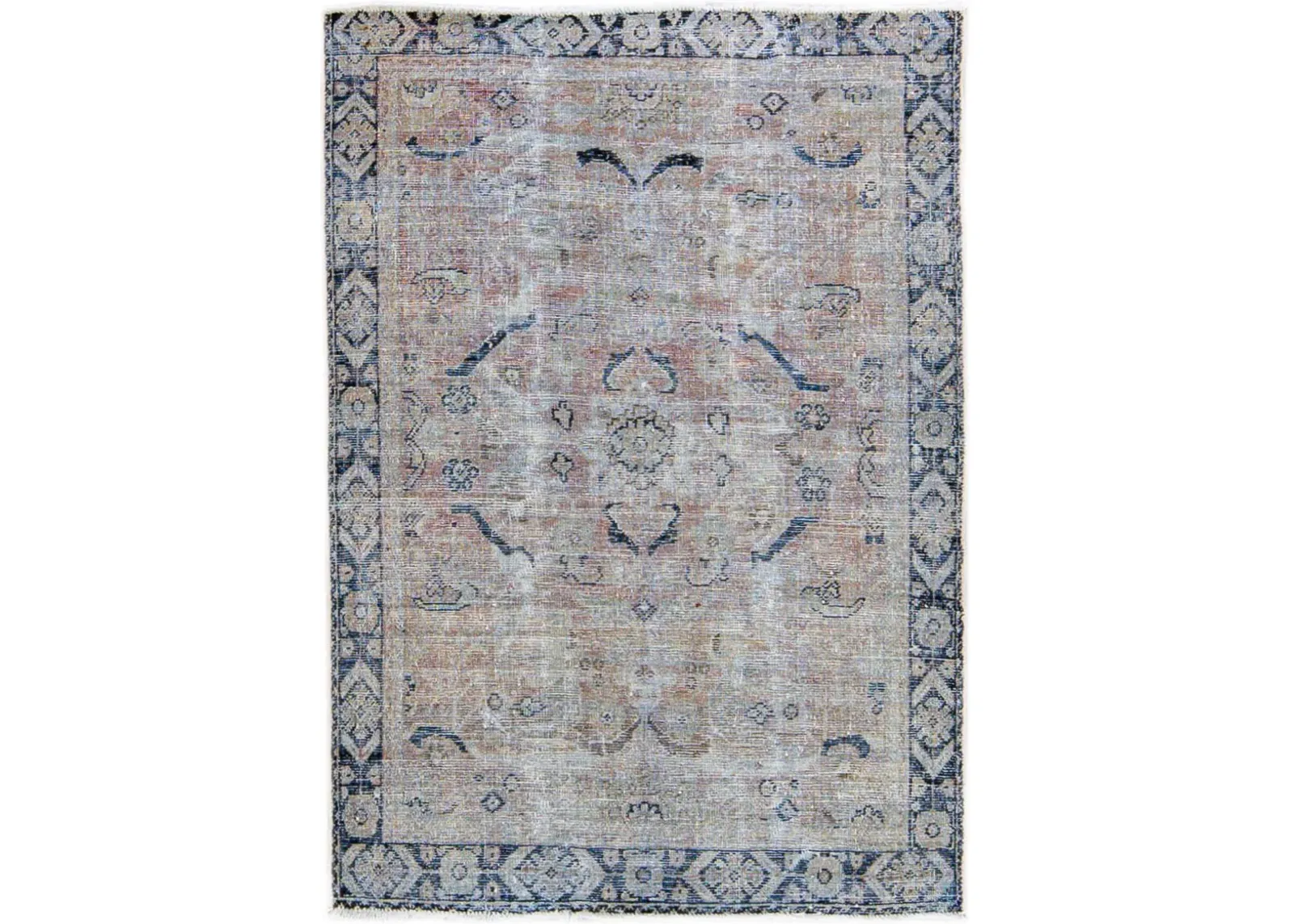 Vintage Gray Floral Rug - 4'5" x 6'5" - Apadana - Gray