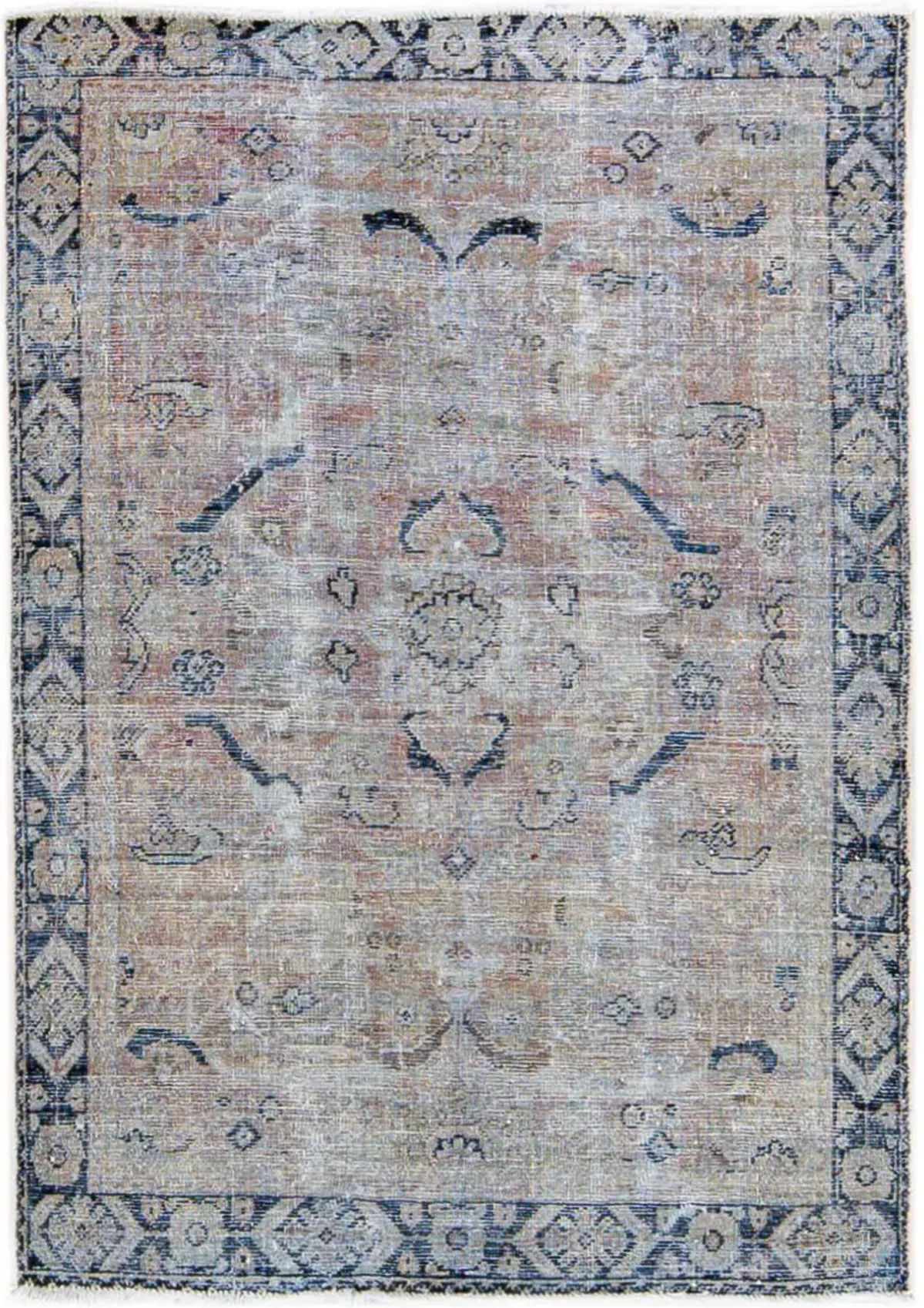 Vintage Gray Floral Rug - 4'5" x 6'5" - Apadana - Gray