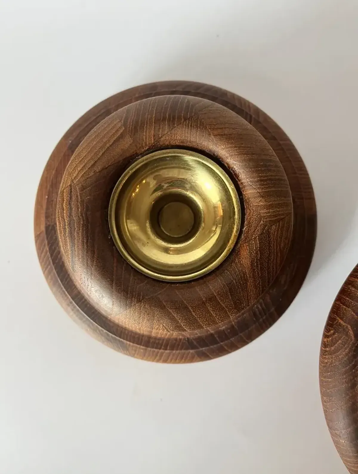 Teak & Brass Candle Holders by Dansk - Pilar Collection - Brown