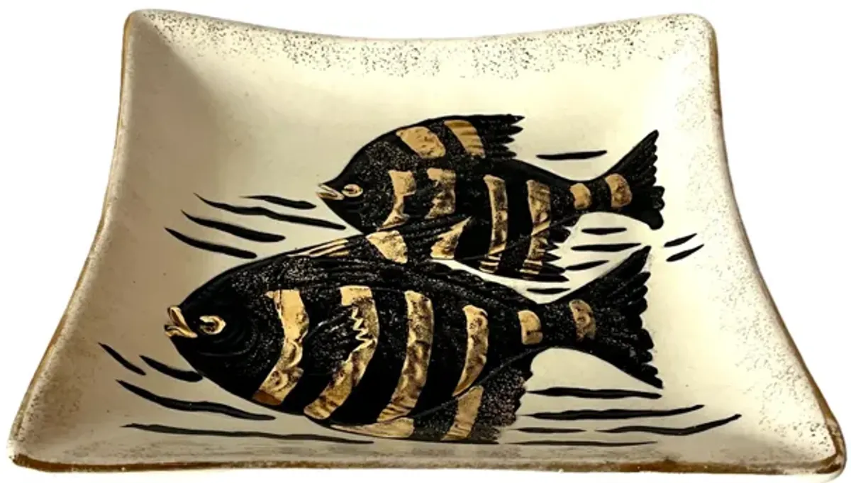 1960s Italian Angel Fish Catchall Tray - Pilar Collection - black