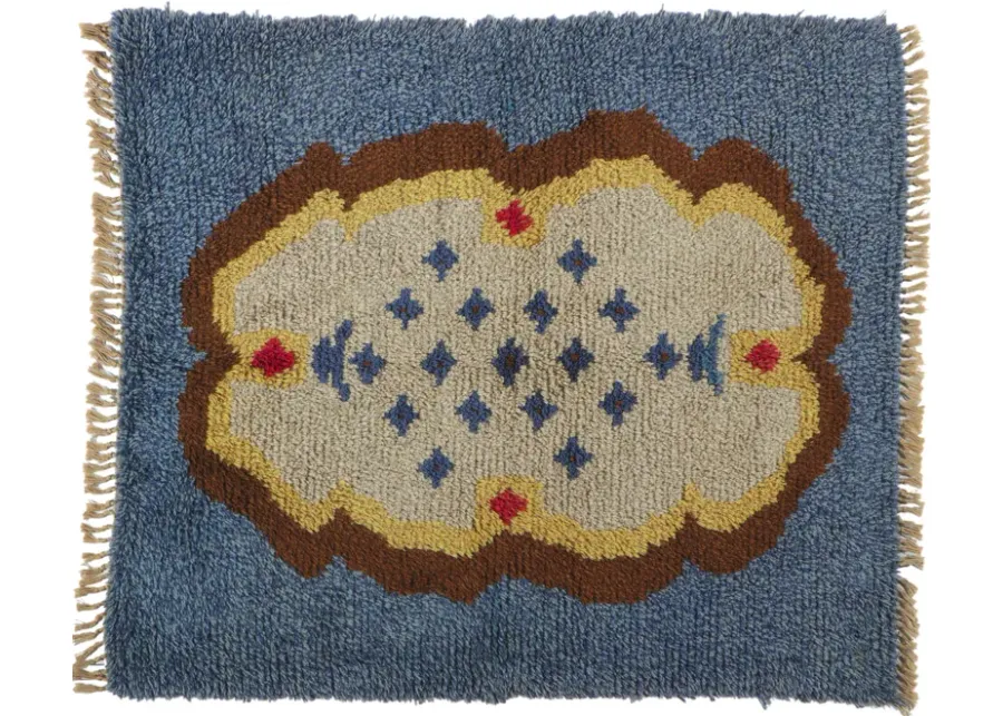 Vintage Swedish Rya Rug - 3'10" x 4'05" - Esmaili Rugs & Antiques - Blue - Blue