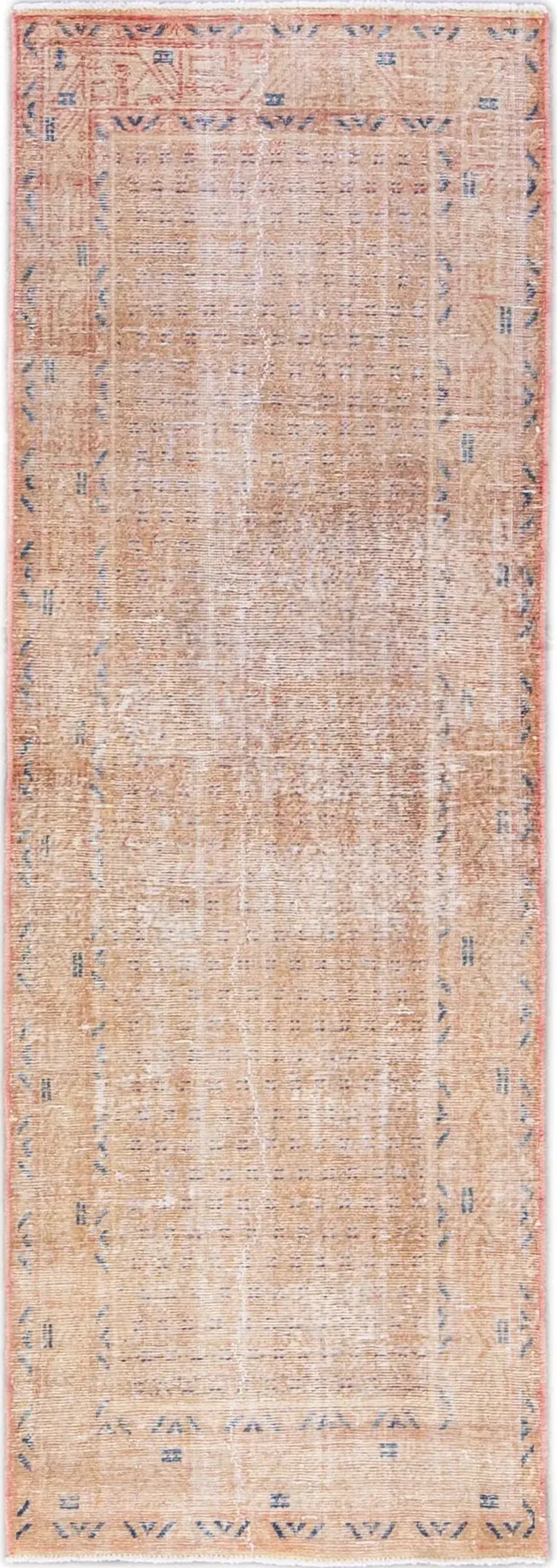 Vintage All Over Peach Wool Runner - Apadana - Orange