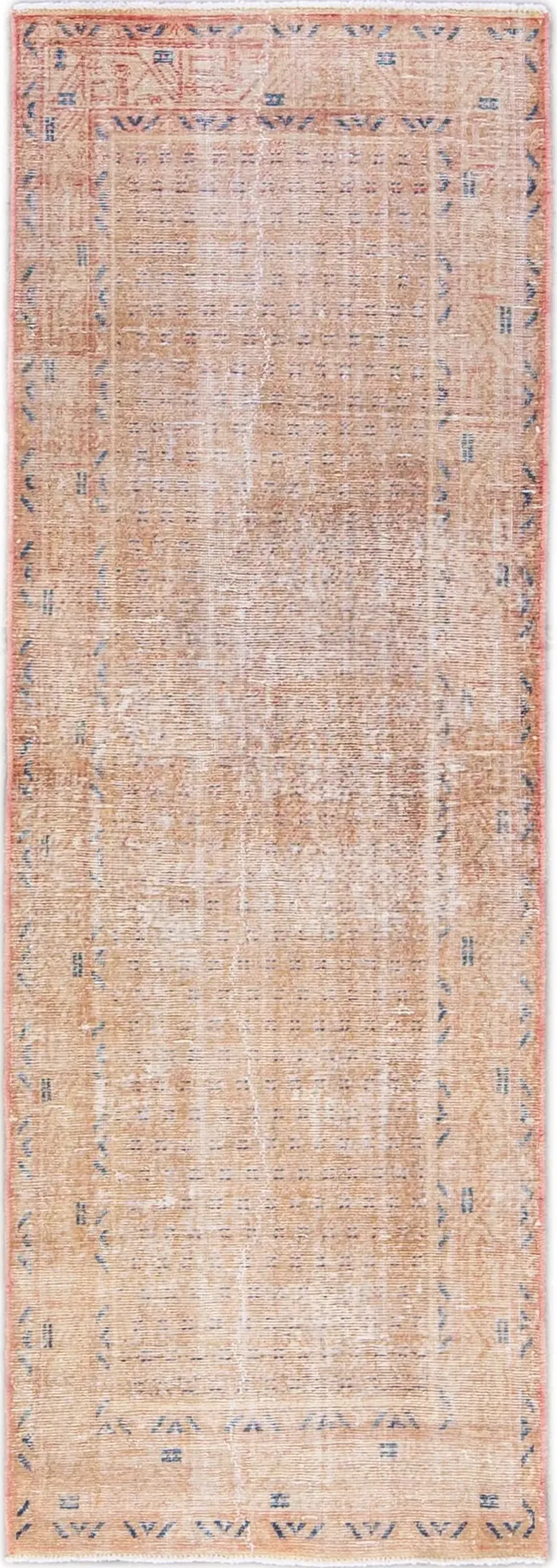 Vintage All Over Peach Wool Runner - Apadana - Orange