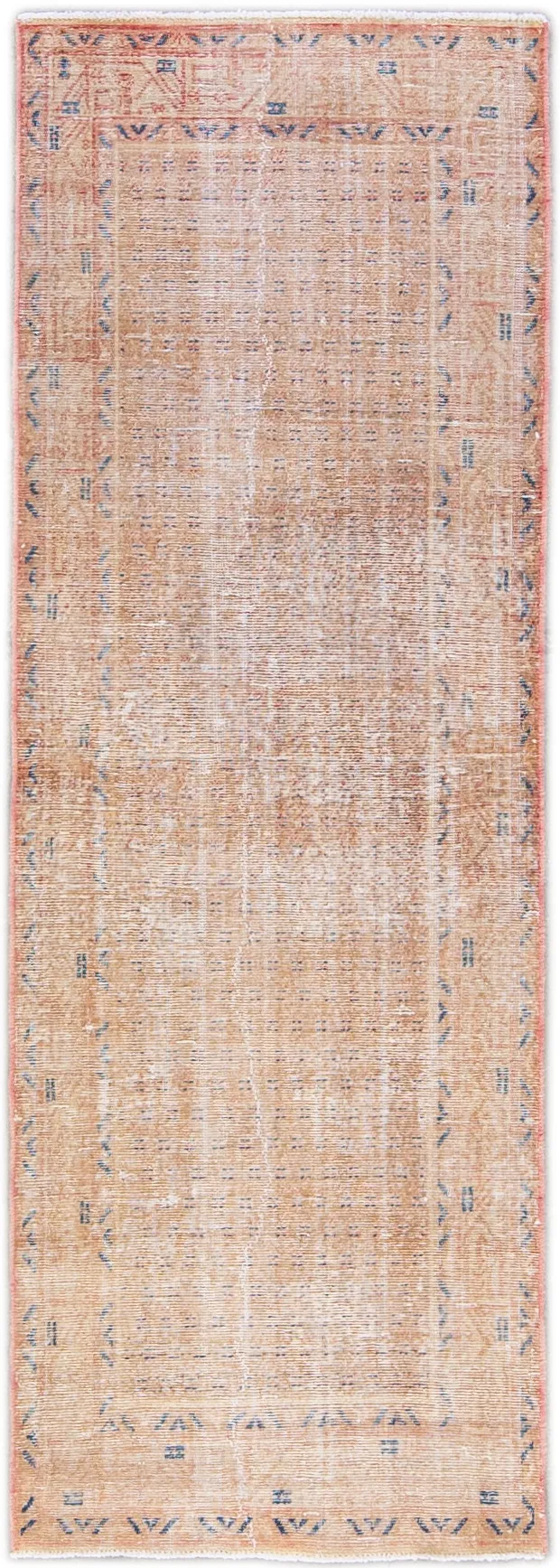 Vintage All Over Peach Wool Runner - Apadana - Orange