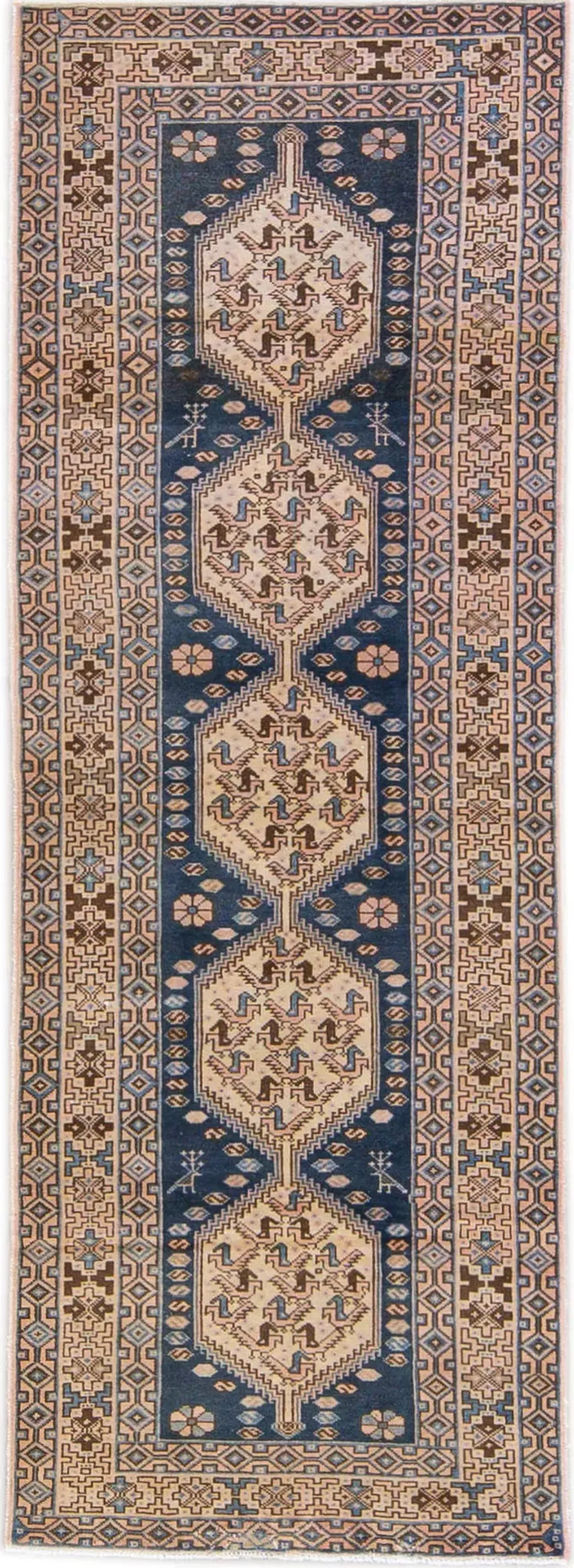 Vintage Geo Blue Runner 3'5" x 9'10" - Apadana