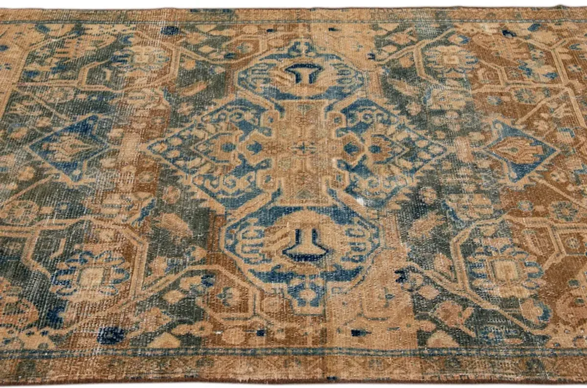 Vintage Geometric Beige Rug 4'4" x 8'2" - Apadana - Beige