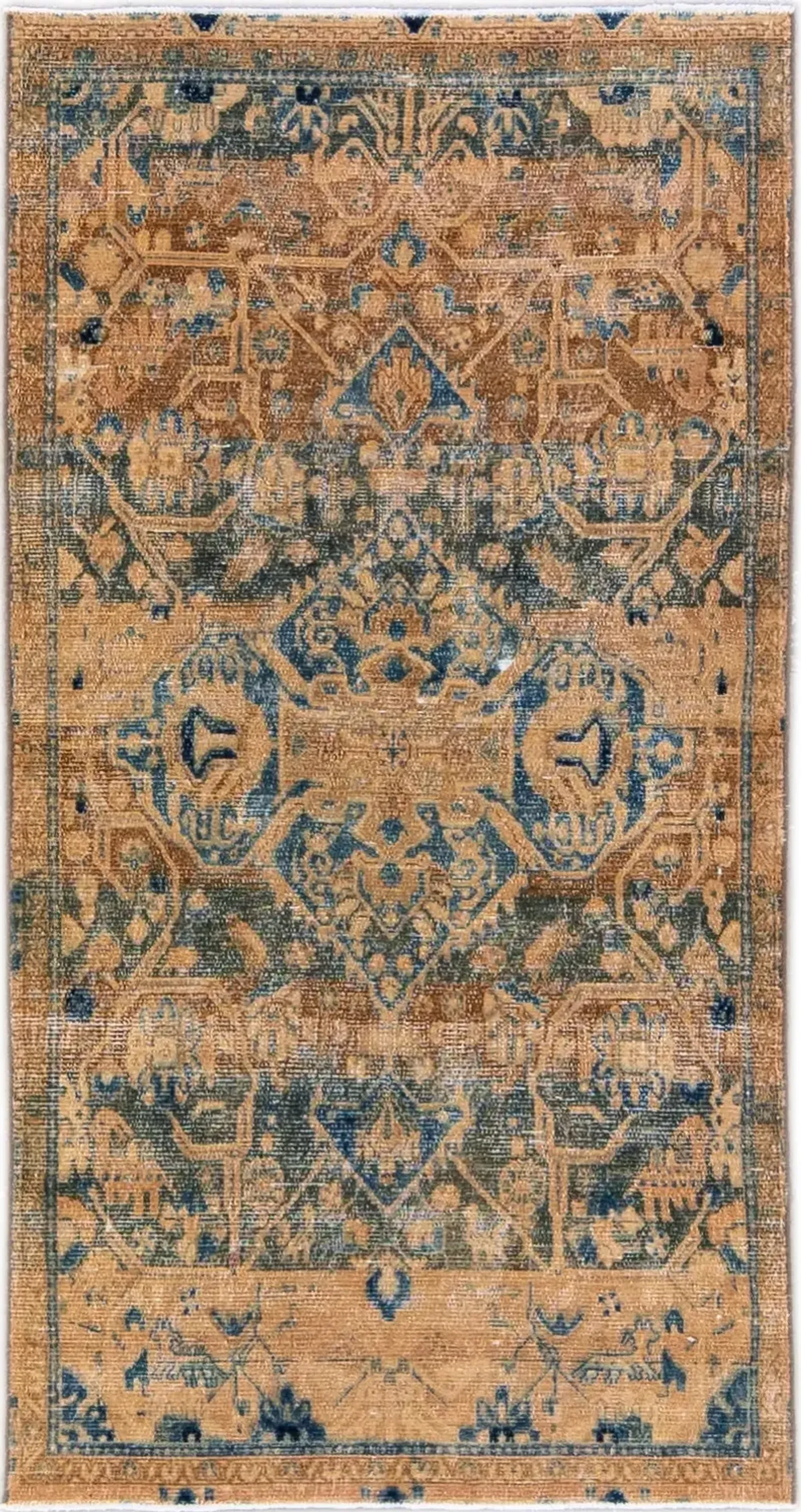 Vintage Geometric Beige Rug 4'4" x 8'2" - Apadana - Beige