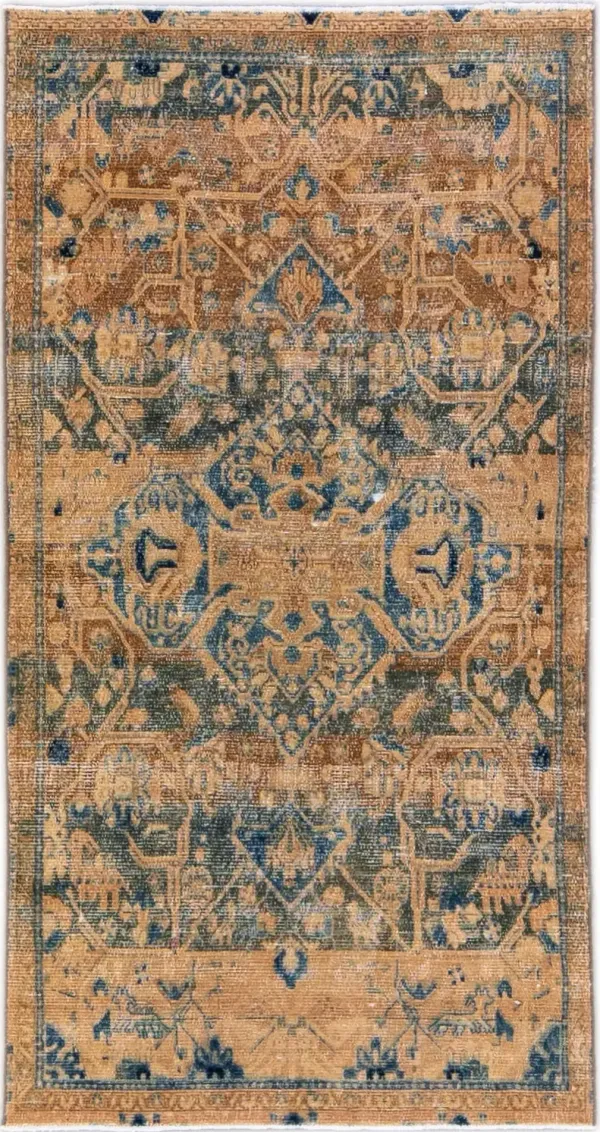 Vintage Geometric Beige Rug 4'4" x 8'2" - Apadana - Beige