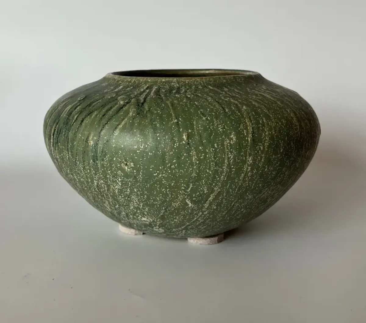 C. 1980s Sage Green Low Vase - Pilar Collection