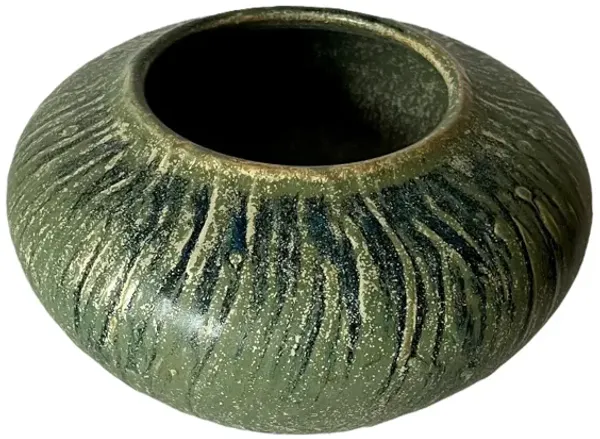 C. 1980s Sage Green Low Vase - Pilar Collection