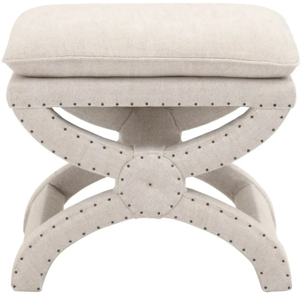 Darci Linen Cushion-Top Ottoman, Bisque French