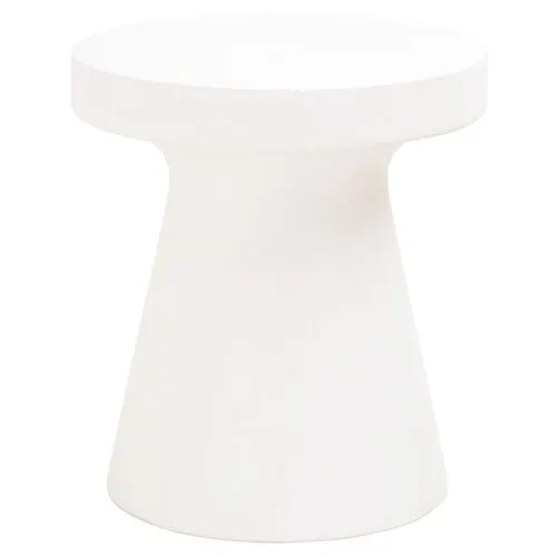 Rory Accent Outdoor Table - Ivory Concrete - White