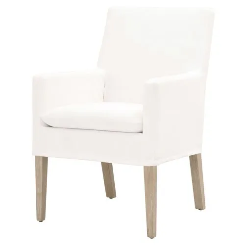 Milly Slipcover Armchair - Pearl Performance - White