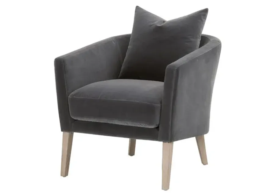 Remy Accent Chair - Dark Dove Velvet - Gray, Comfortable, Durable, Velvet Upholstery, Cushioned