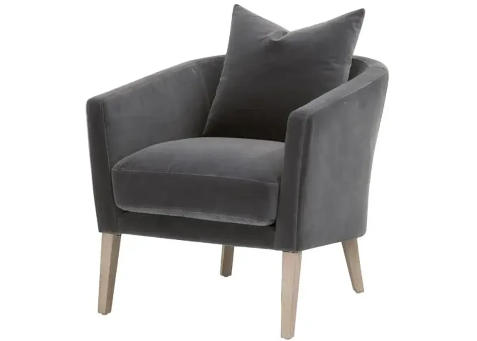 Remy Accent Chair - Dark Dove Velvet - Gray, Comfortable, Durable, Velvet Upholstery, Cushioned