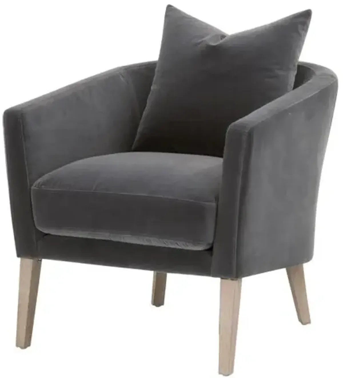 Remy Accent Chair - Dark Dove Velvet - Gray, Comfortable, Durable, Velvet Upholstery, Cushioned