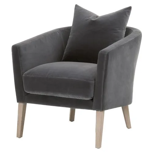 Remy Accent Chair - Dark Dove Velvet - Gray, Comfortable, Durable, Velvet Upholstery, Cushioned