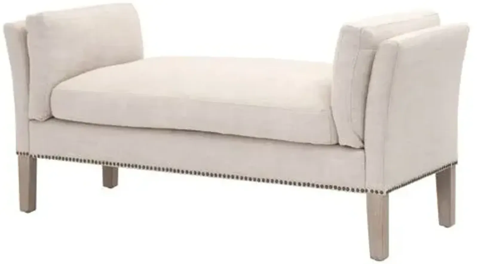 Darci Upholstered Bench - Bisque French Linen - Beige