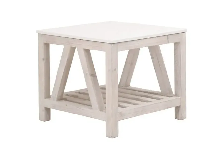 Oscar End Table - Whitewash