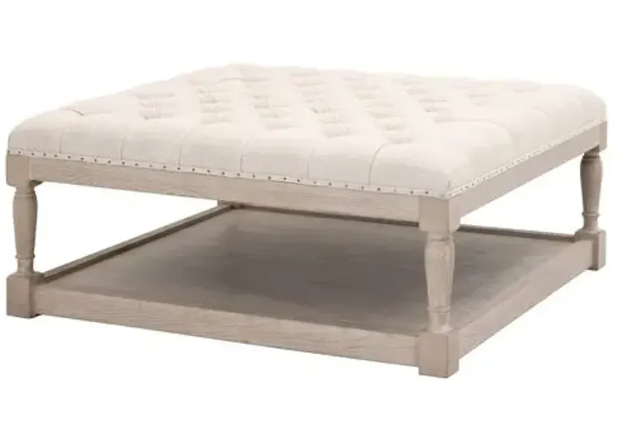 Darci Upholstered Coffee Table - Bisque French Linen - Beige