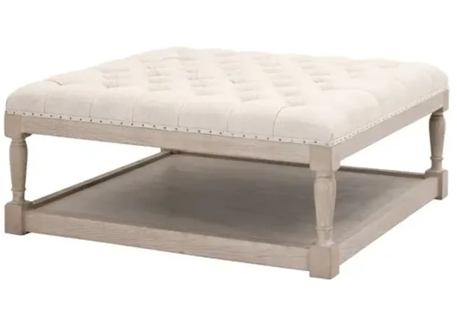 Darci Upholstered Coffee Table - Bisque French Linen - Beige