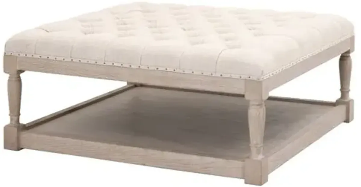 Darci Upholstered Coffee Table - Bisque French Linen - Beige