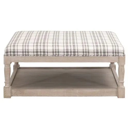 Darci Upholstered Coffee Table - Tartan Charcoal - Gray