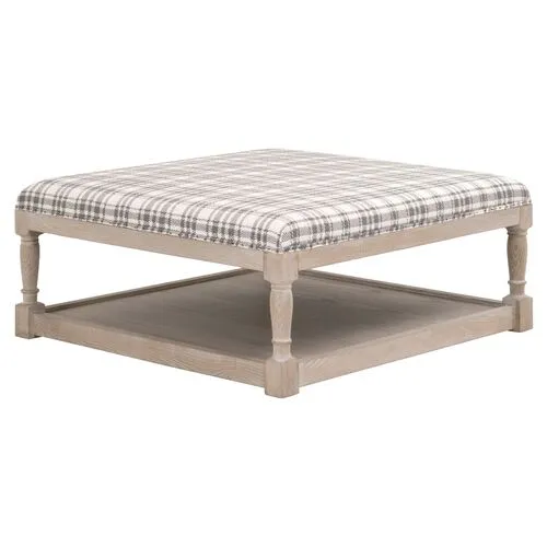 Darci Upholstered Coffee Table - Tartan Charcoal - Gray