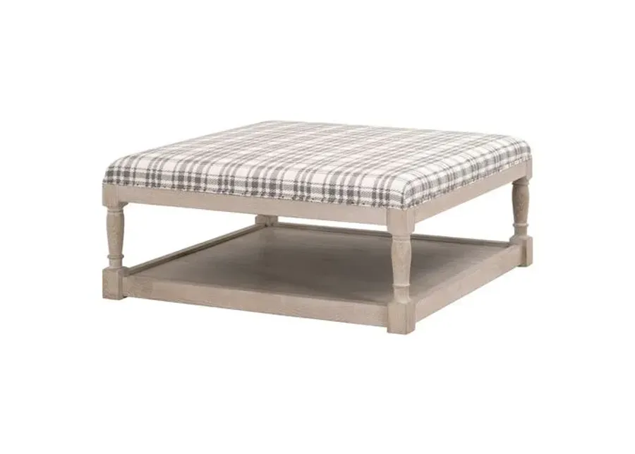 Darci Upholstered Coffee Table - Tartan Charcoal - Gray