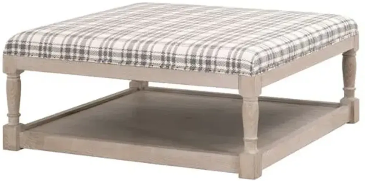 Darci Upholstered Coffee Table - Tartan Charcoal - Gray