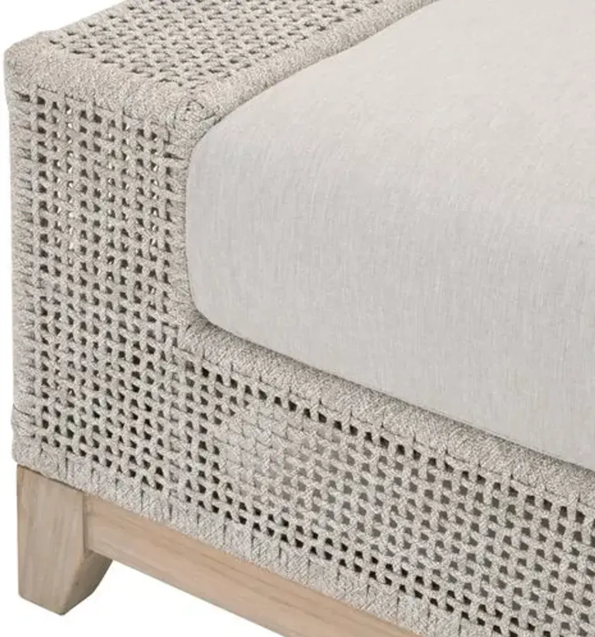 Easton Rope Outdoor Ottoman - Taupe/White - Gray