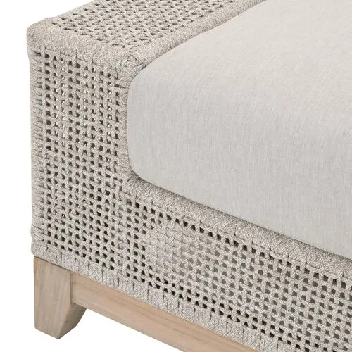 Easton Rope Outdoor Ottoman - Taupe/White - Gray