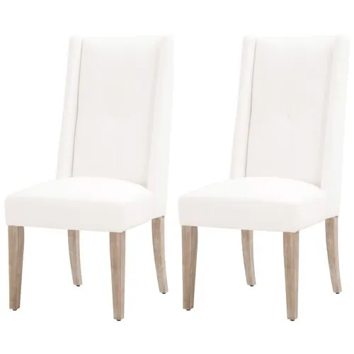 Set of 2 Milly Dining Chairs - Pearl Performance - White