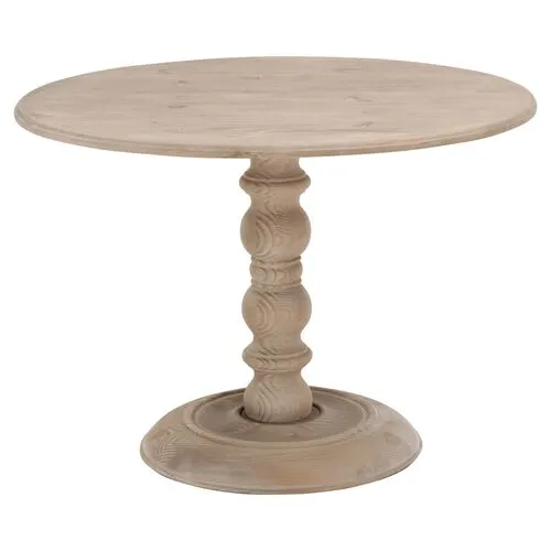 James 42" Round Dining Table - Smoke Gray Pine