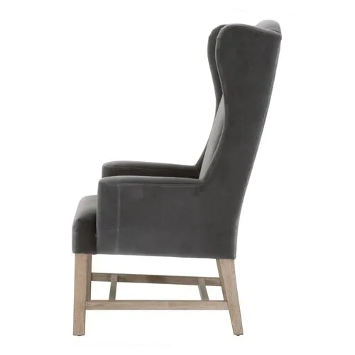 Callie Wingback Armchair - Dark Dove Velvet - Gray