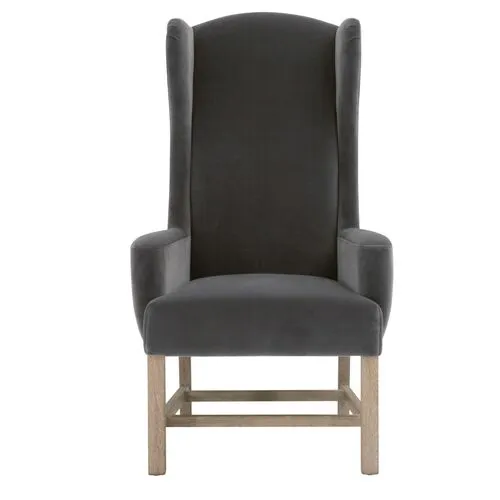 Callie Wingback Armchair - Dark Dove Velvet - Gray