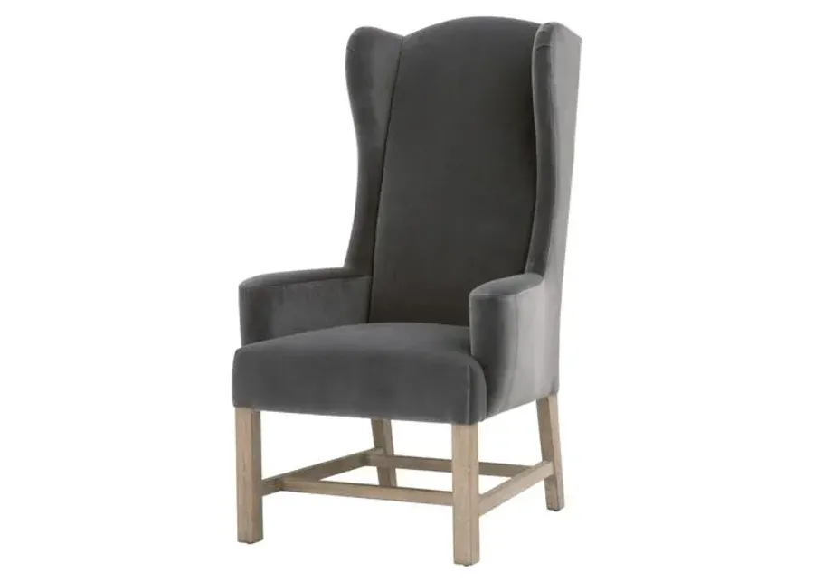 Callie Wingback Armchair - Dark Dove Velvet - Gray