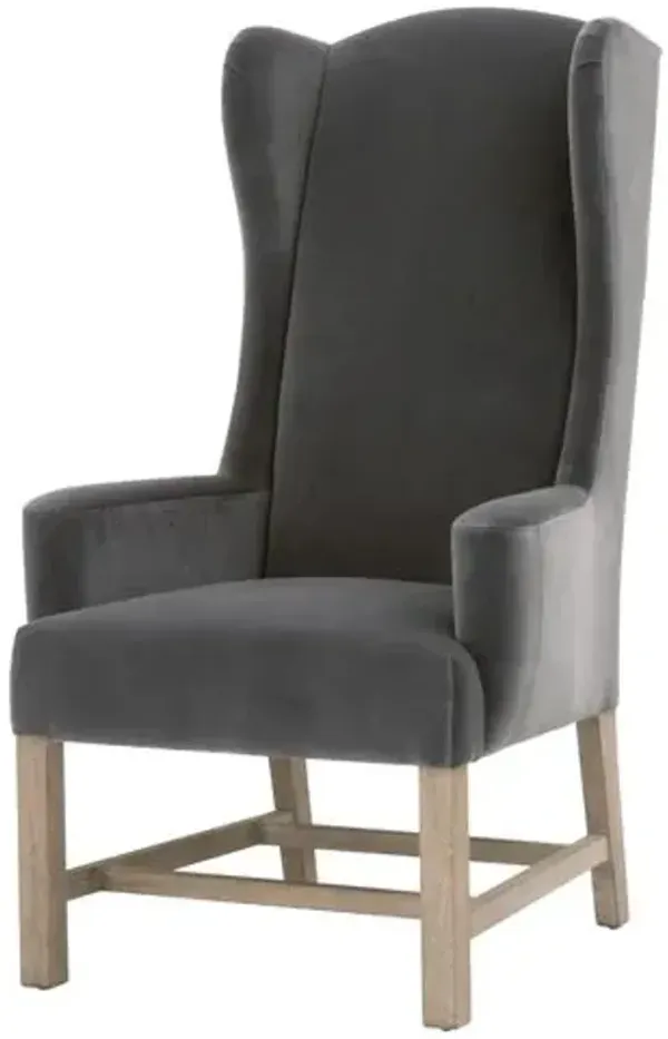 Callie Velvet Wingback Armchair - Gray