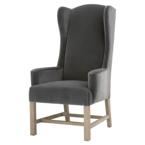 Callie Wingback Armchair - Dark Dove Velvet - Gray