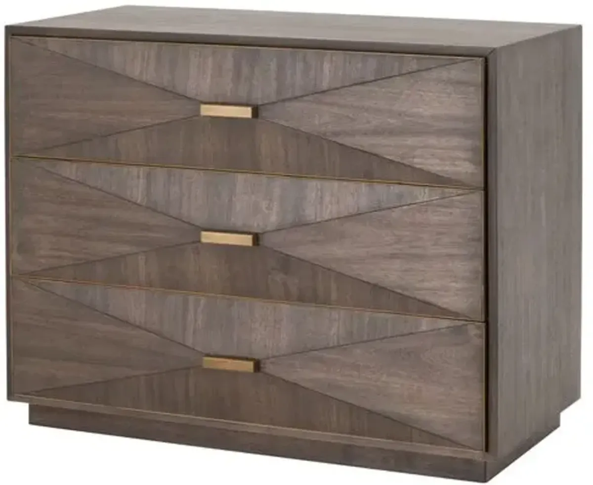 Flynn 3-Drawer Nightstand - Burnished Brown/Gold