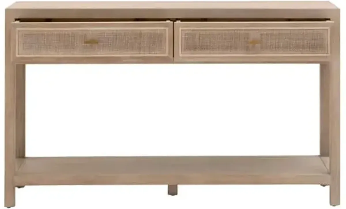 Maverick Cane 2-Drawer Entry Console - Smoke Gray