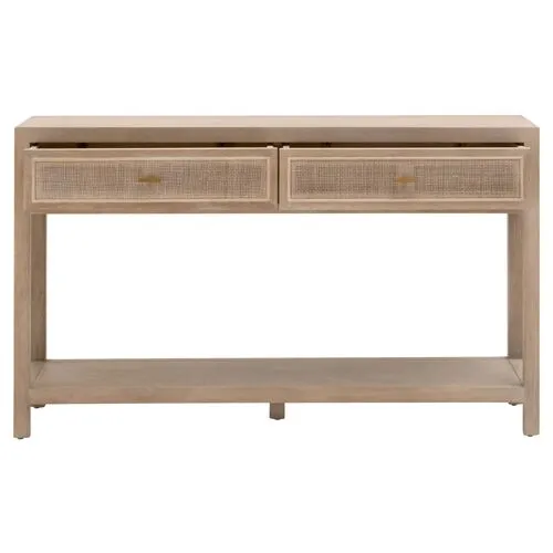 Maverick Cane 2-Drawer Entry Console - Smoke Gray