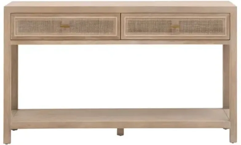 Maverick Cane 2-Drawer Entry Console - Smoke Gray