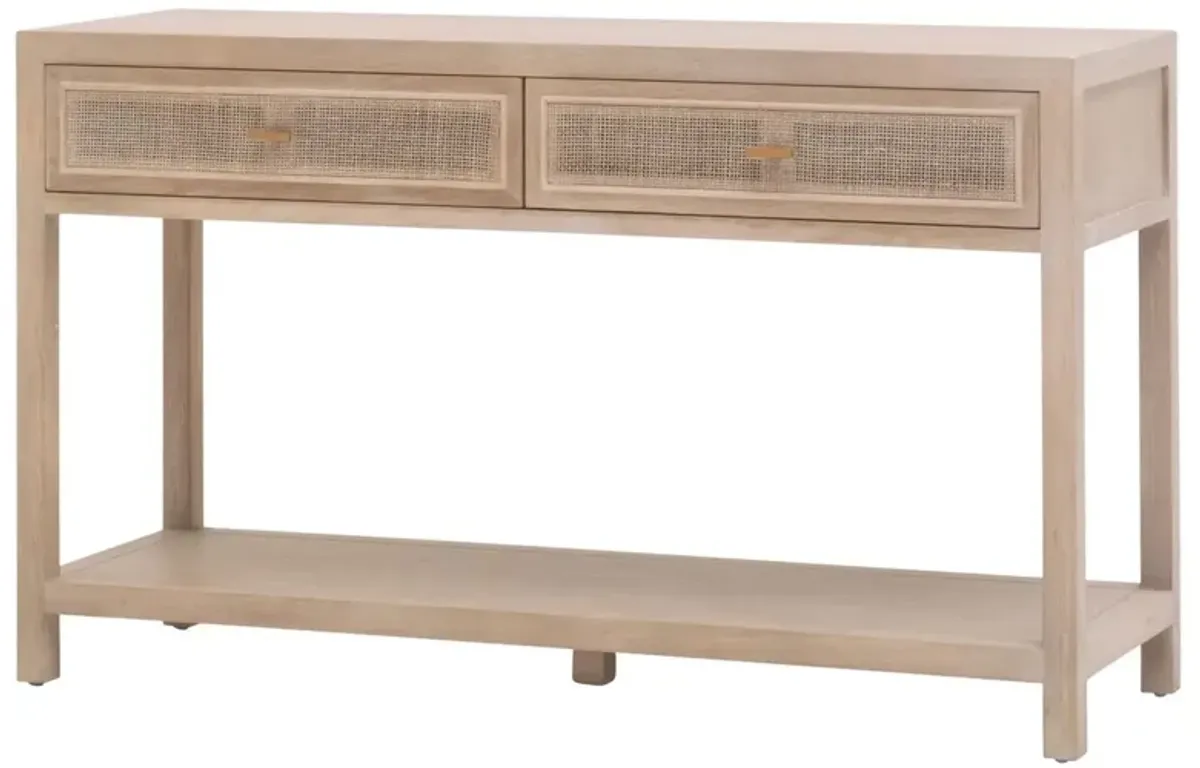 Maverick Cane 2-Drawer Entry Console, Smoke Gray